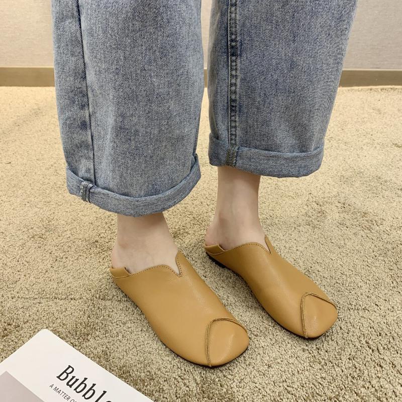 Мягкие кожаные туфли. Женские туфли с квадратной головкой. Легкие износостойкие противоскользящие осенние туфли на плоской подошве. Мягкая подошва. Легко носить. Однотонные универсальные туфли.