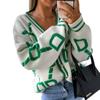 Autumn and winter new casual contrasting letter single breasted long sleeved knitted sweater cardigan jacket 3615 EMA