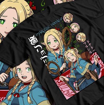 Летняя мода 2026 года Laios Touden Dungeon Meshi Футболка Вкусное аниме Винтажная специальная рубашка, Подарки для анимешников Рубашка для любителей аниме