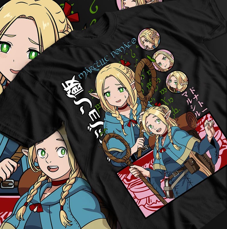 Летняя мода 2026 года Laios Touden Dungeon Meshi Футболка Вкусное аниме Винтажная специальная рубашка, Подарки для анимешников Рубашка для любителей аниме