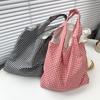 Korean Retro Plaid Canvas Shoulder Bag for Female Students - Versatile Large Capacity Shopping Bag