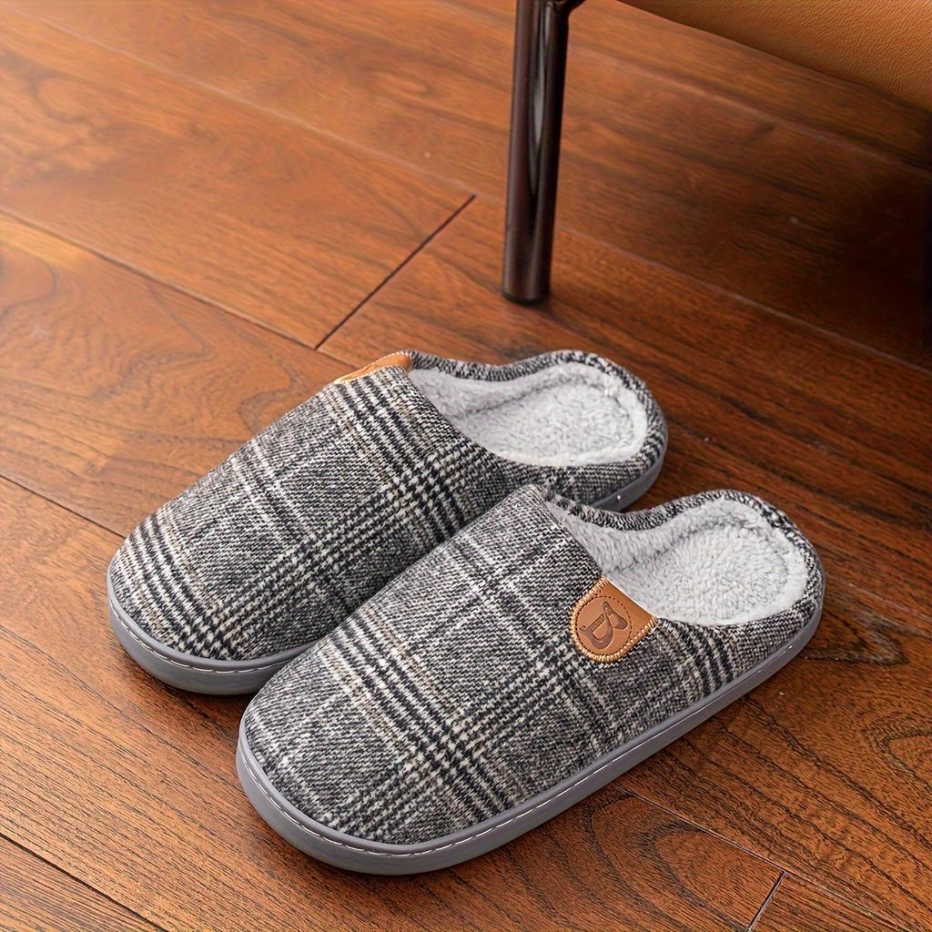 1 пара унисекс клетчатых тапочек, повседневные комнатные тапочки с круглым носком, мягкая тканевая подкладка и подошва, всесезонная комфортная обувь для дома и офиса