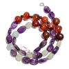 Natural Amethyst Carnelian Aventurine Gemstone Smooth Beads Necklace 17" UB-4048 UB-4048