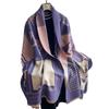 Color Block Horse Collision Fashionable And Atmospheric Ladies' Imitation Cashmere Warm Scarf  Shawl Neck