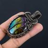 Кулон из лабрадорита с мульти-иризацией, ювелирное изделие из драгоценного камня, кулон, оплетенный медной проволокой 999 пробы, подарок для женщин, кулон ручной работы