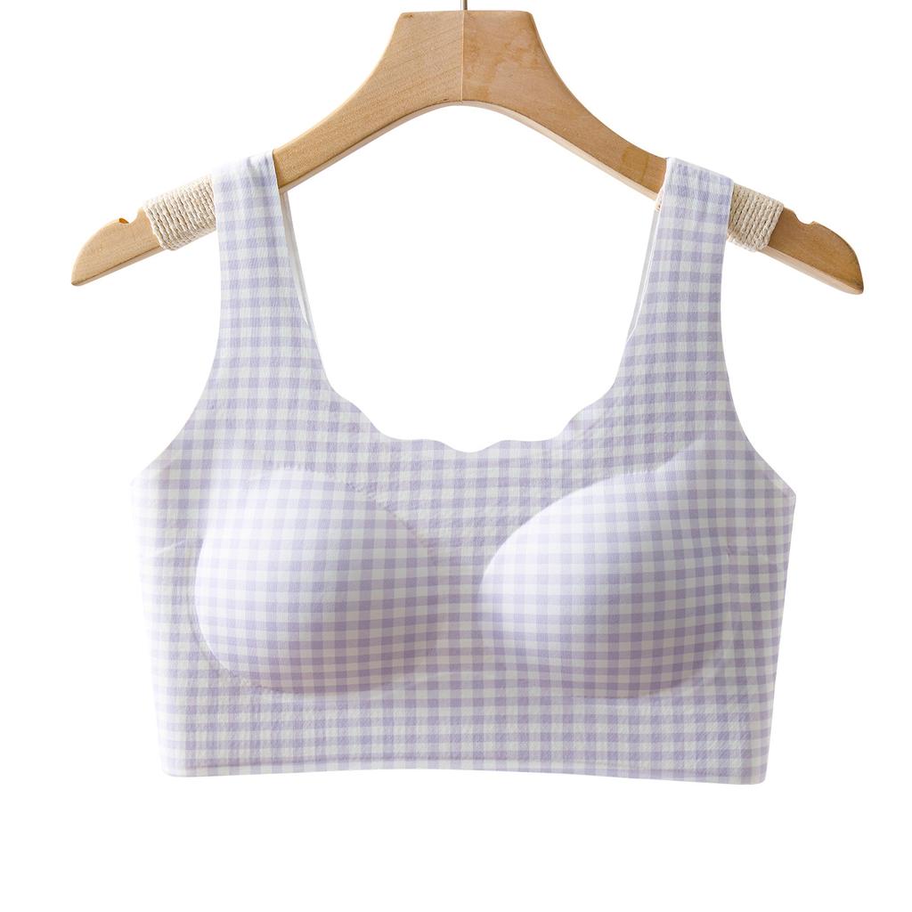 Sweet girl seamless underwear development period middle and high school students fixed cup upper support gathering comfortable steel ring bra