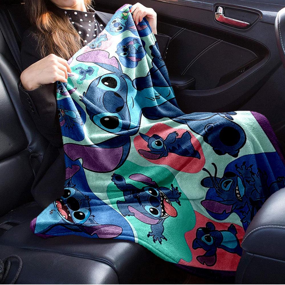 1pc Flannel Stitch Character Print Bedding Throw Blanket Sofa Cover Gift