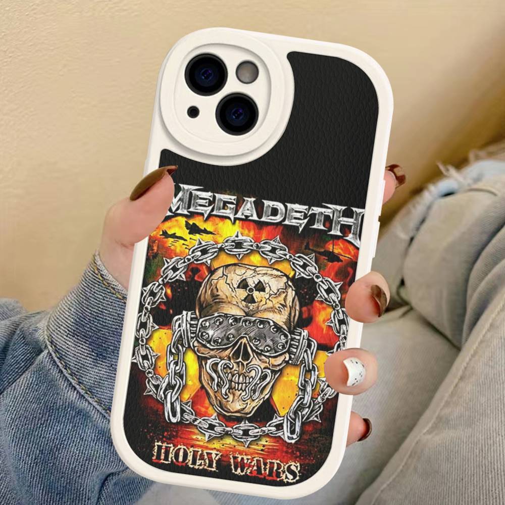 Rock Band Megadeths Phone Case For IPhone 16 15 14 13 Pro Max 11 12 Plus Leather Silicone Cover