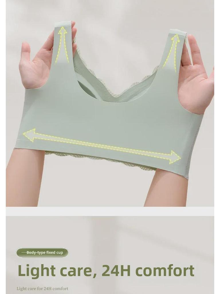 Women's Large Size Wireless Sports Bra: Minimizes Bust, Smooths Sides, Fixed One-Cup Vest Design