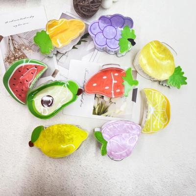 Модные Фруктовые Заколки для Волос: Милые заколки-акулы с клубникой, лимоном и персиком для женщин
