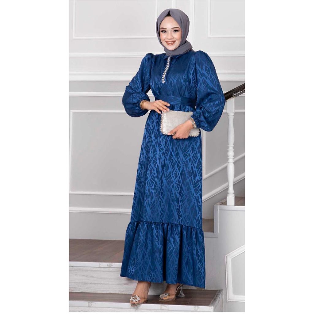 Stoney Jacquard Hijab Evening Dress