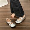 Silver Single Shoes Spring and Summer New Light Mouth Round Head Versatile Retro Shoes Mary Jane Shoes French Flat Shoes Women