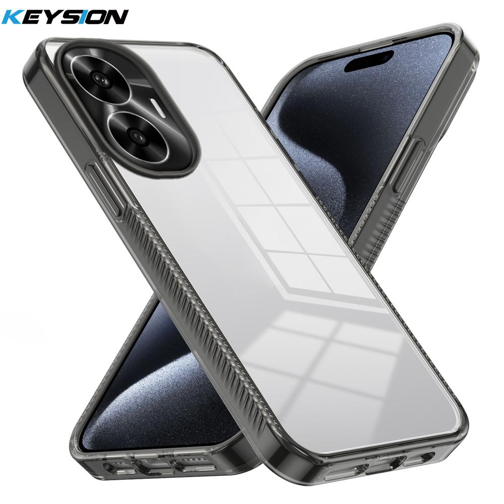 KEYSION Прозрачный чехол для Realme C55 Мягкий ТПУ+ПК Нескользящий HD Прозрачный Противоударный Чехол для телефона для OPPO Realme C53 C51