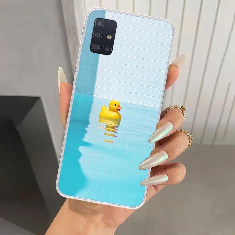 Чехол для телефона с резиновыми уточками для бассейна для Samsung Galaxy A52 A32 A22 A12 A02S A50S A30S A10S Note 20 Ultra 10 Plus S10 A31 A20 A