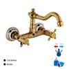 Смеситель с двумя отверстиями и двумя рычагами, поворотный кран для горячей / холодной воды, краны для раковины в стиле ретро, латунные краны для ванной комнаты и кухни