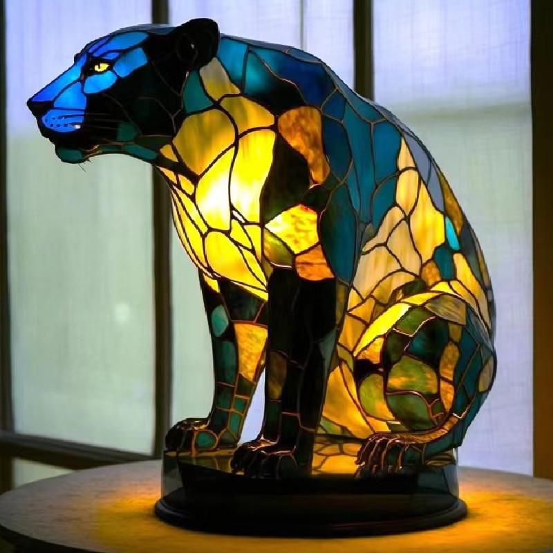 Creative Panda Dolphin Lion Leopard Dog Animal Resin Led Night Light Ornament For Desk