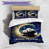 3PC Custom Name Panda Moon Night Sky bedding,soft and breathable,2D flat print,room decor.,Poster Three-piece set,Soccer Three-piece set,Art,Poster,So