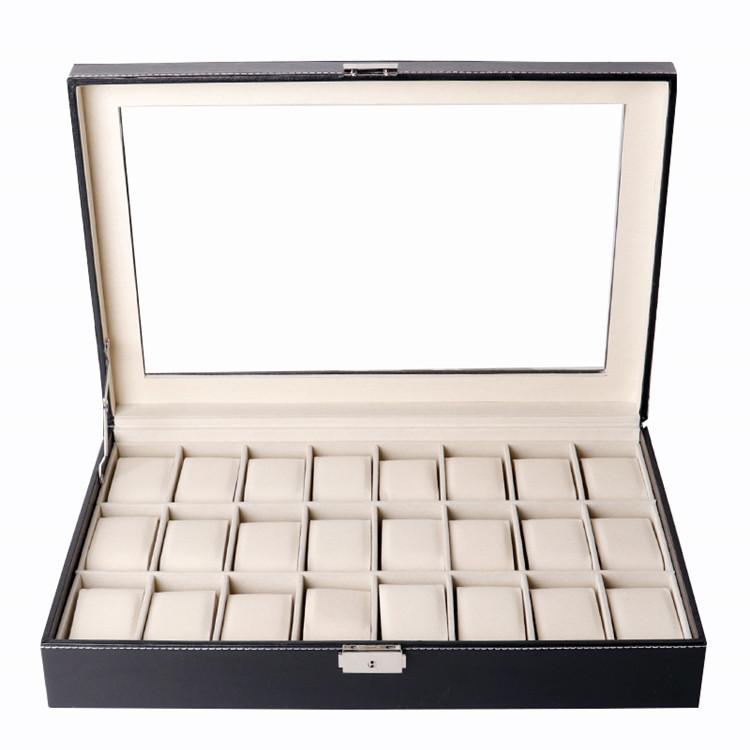 12 ячеек кожаная шкатулка для часов витрина держатель черный ящик для хранения стеклянный органайзер для ювелирных изделий для мужчин и женщин лучшая подарочная коробка