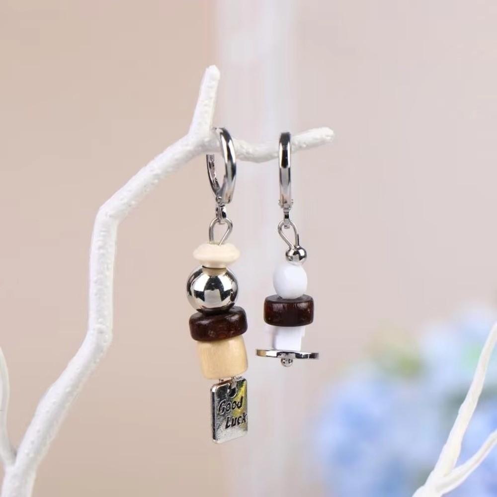 Candy Beads Beads Earrings Cute Geometric Metal Earrings Unique Asymmetric Earrings Daily Use