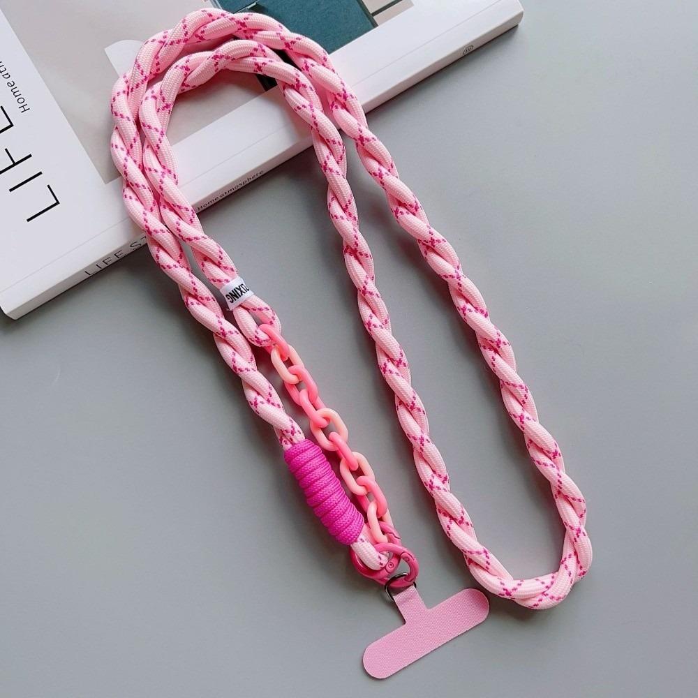 Nylon Braided Phone Lanyard Dopamine Crossbody Hanging Rope  Phone Charm Accessories