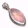 Natural Rose Quartz Gemstone 925 Solid Sterling Silver Gift Pendant 1.65" Z1k68