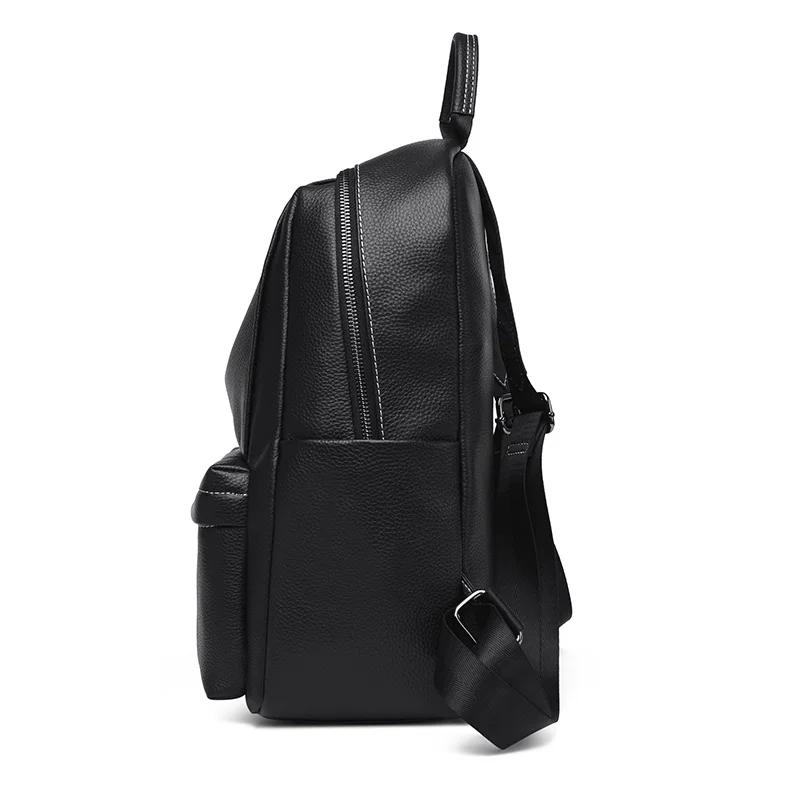 Soft Genuine Leather Feminine Large Casual Versatile Cowhide Shoulder Bags School Backpack Travel Multi-pockets