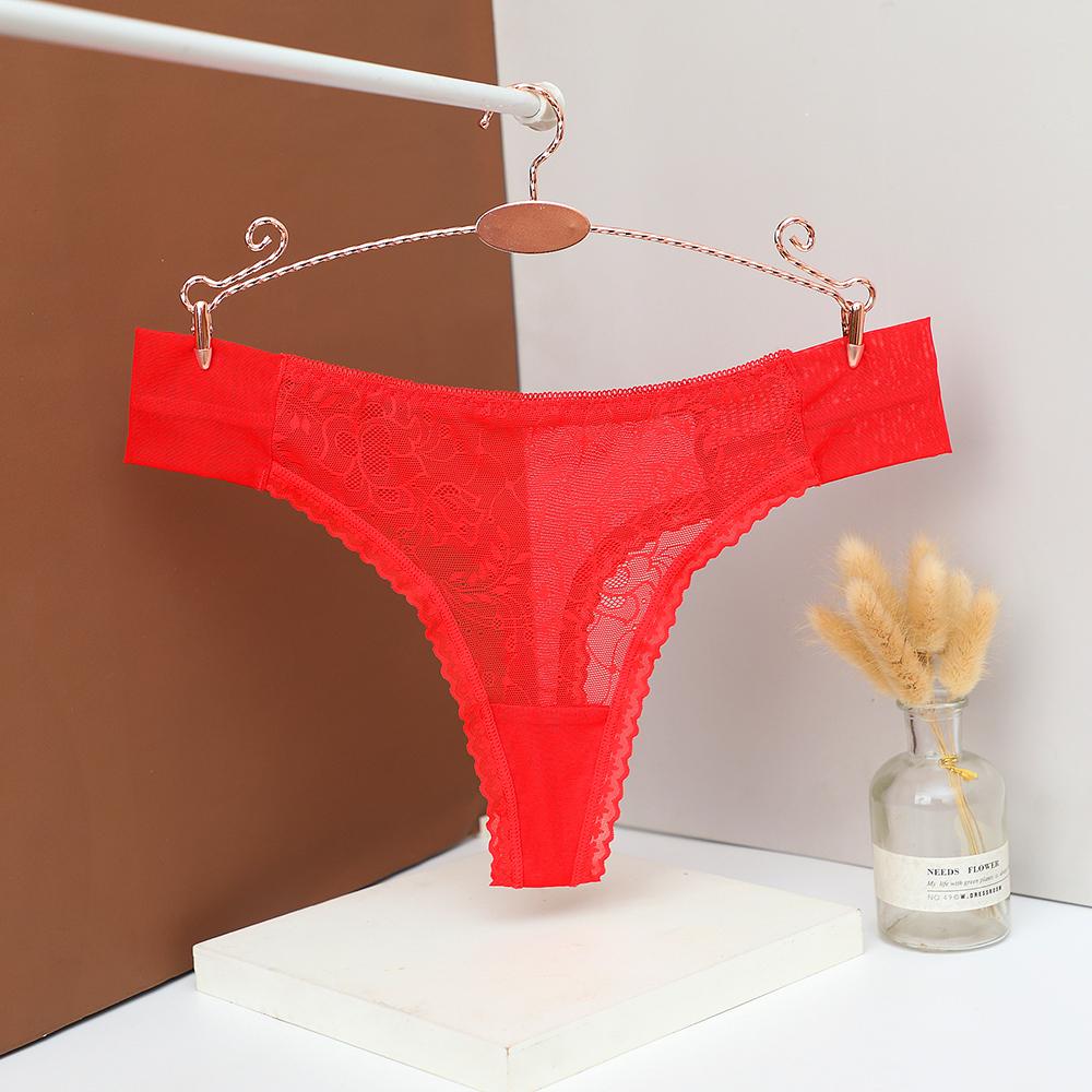 Sexy Lace Thongs Women's Low Waist Underwear Solid Comfortable Female Underpants Breathable Lingeries 202