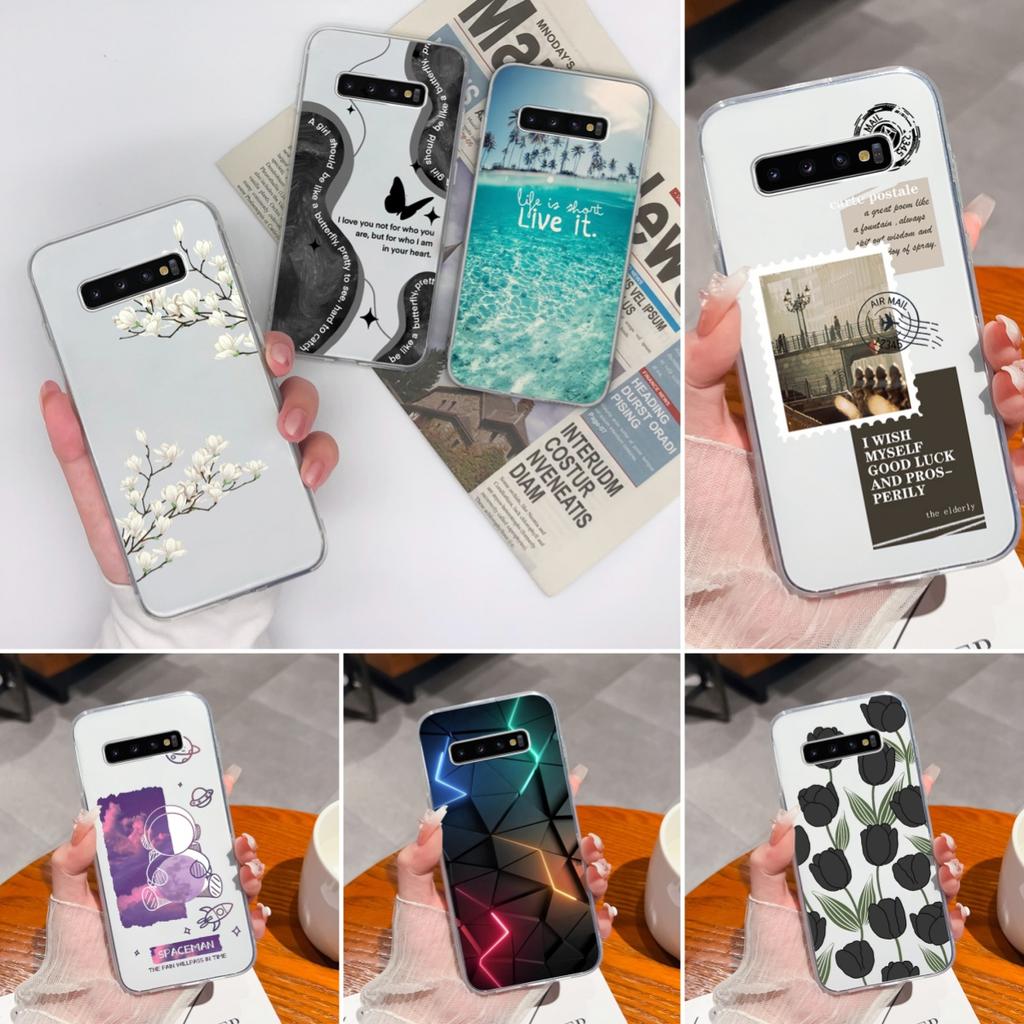 Чехол для телефона Samsung S10 Lite Plus S10E Креативный штамп Мягкий прозрачный силикон Противоударная задняя крышка Для Samsung Galaxy S 10 E Маска