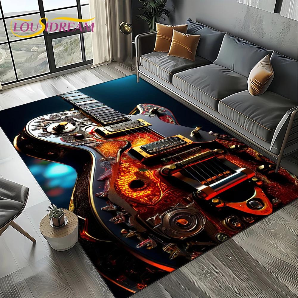 27 Style New Skull Electric Guitar Classical Guitar Carpet Rug for Living Room Bedroom Home Sofa,kid Area Rug Non-slip Floor Mat