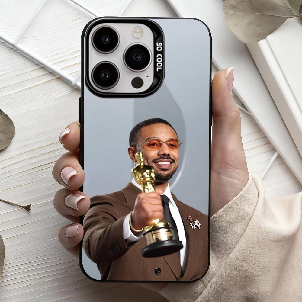 Актеры Оскара М-Майкл Б. Чехол для телефона J-Jordan Для iPhone17,16,15,14,13,12,11 Plus,Pro Max Черный Конфетный Посеребренный Чехол