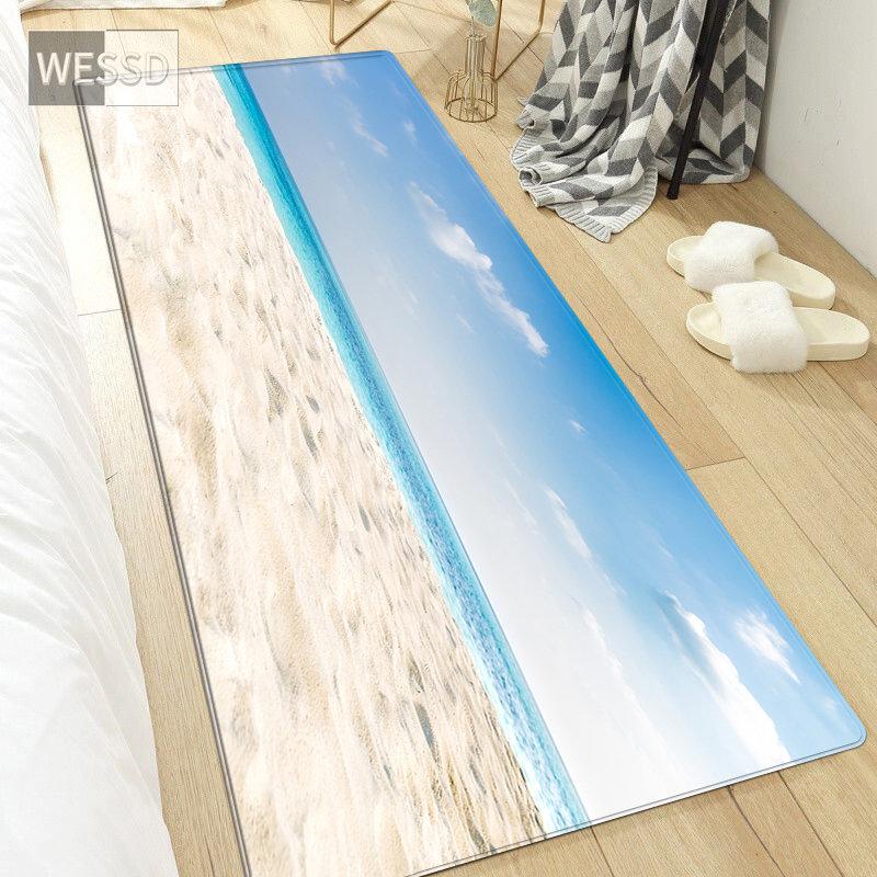 3D коврик с волнами для спальни, пейзаж, морской пляжный коврик, нескользящий кухонный коврик, коврик для ванной комнаты, длинный модный прикроватный коврик