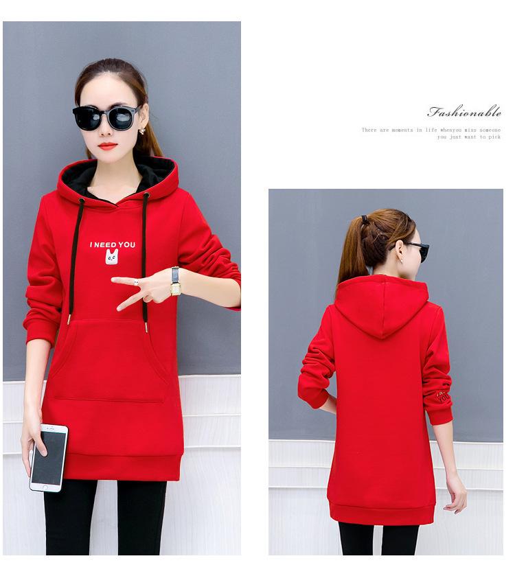 2022 Autumn/Winter Women’s Korean Embroidered Velvet Hooded Sweatshirt, Loose Fit, Long Medium Size