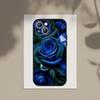 Ультратонкий чехол из ТПУ с синим цветком розы для iPhone 6-16ProMax/SamsungS7-S24Ultra/Redmi13TPro - ударопрочный, устойчивый к царапинам, рельефный чехол CameraSafe