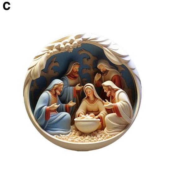 Рождественское украшение Рождества 3D-эффект печати Крытый акрил многоразового использования на открытом воздухе Рождественская елка Круглый Рождение