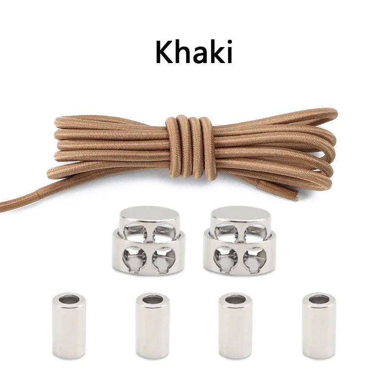 1 Pair Round Elastic Shoe Laces No Tie Shoelaces Tieless Metal Spring Buckle Shoelace for Kids Adults Elderly One Size Fit All