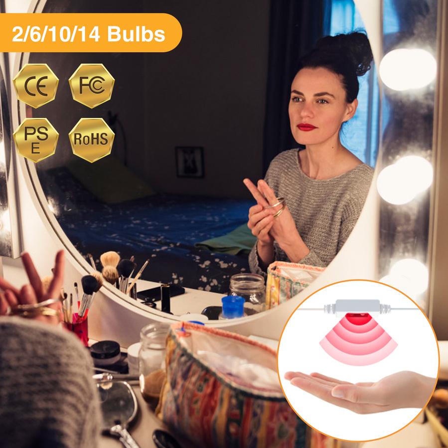 USB 5V portable Bulb Dimmable Wall Lamp 5V LED Makeup Mirror Dressing Table Light Beauty Lamp Hand Sweep SensorCosmetic Lights