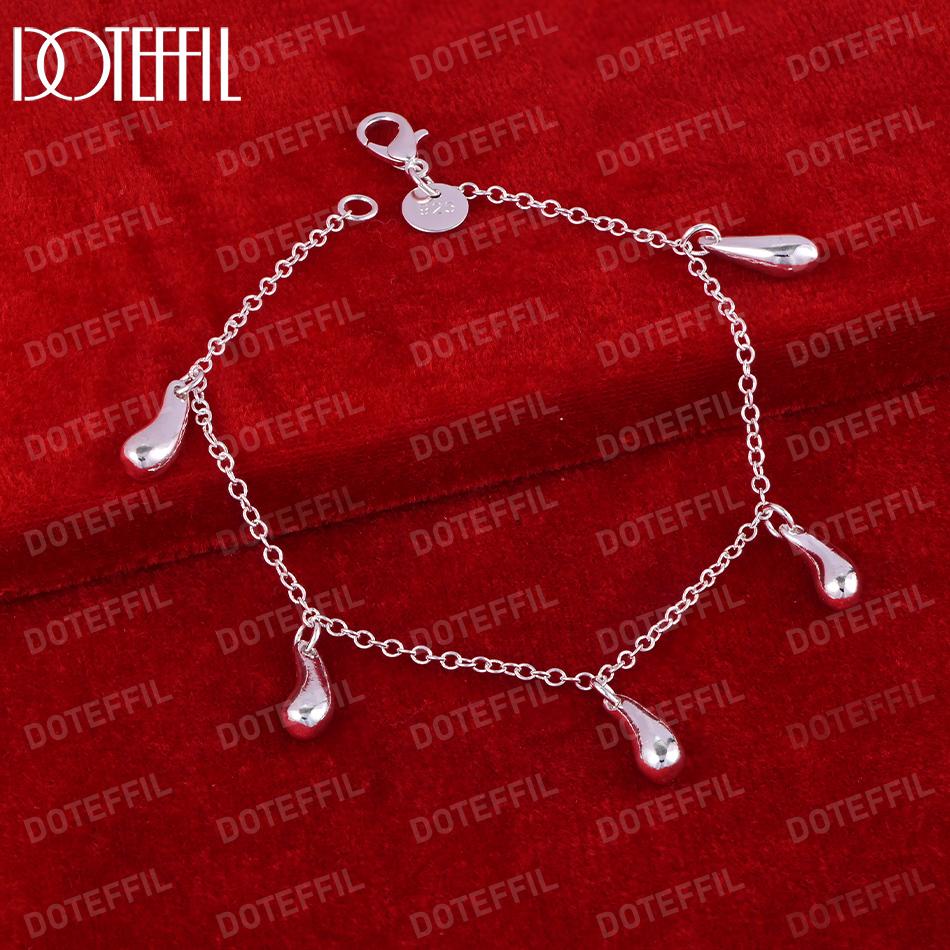 Браслет с подвеской в виде капли воды из стерлингового серебра 925 пробы, модные свадебные украшения
