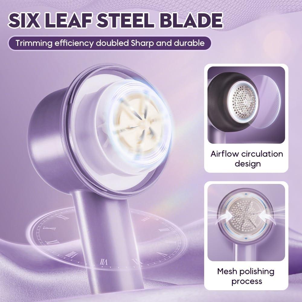 Rechargeable fabric hair remover, 2025 new electric lint remover, 3-mode clothing hair remover, 6 blades, 3-speed lint remover