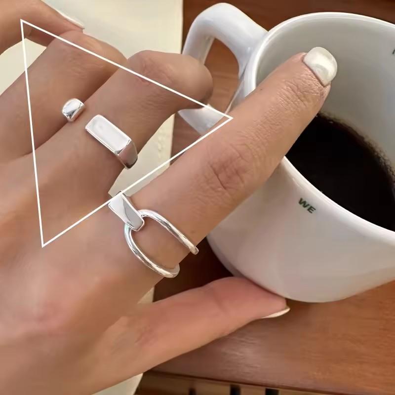 Серебряное кольцо 925 пробы, геометрическое, многослойное, с круглыми бусинами, женское, модное, панк, темперамент, гипоаллергенное, шарм, ювелирное изделие