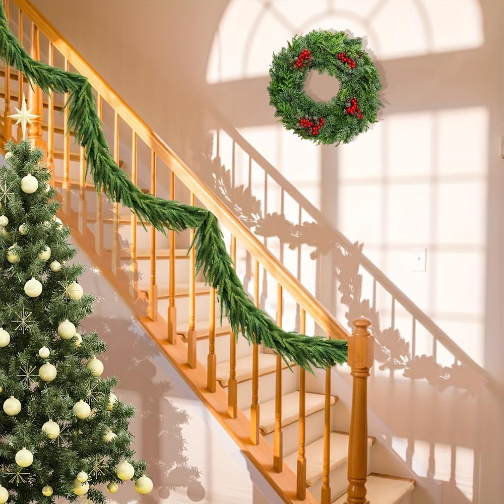 1pc Real Touch Norfolk Pine Garland with Green Vine - Lifelike Artificial Greenery for Easter Christmas Table Mantle Wall Decor