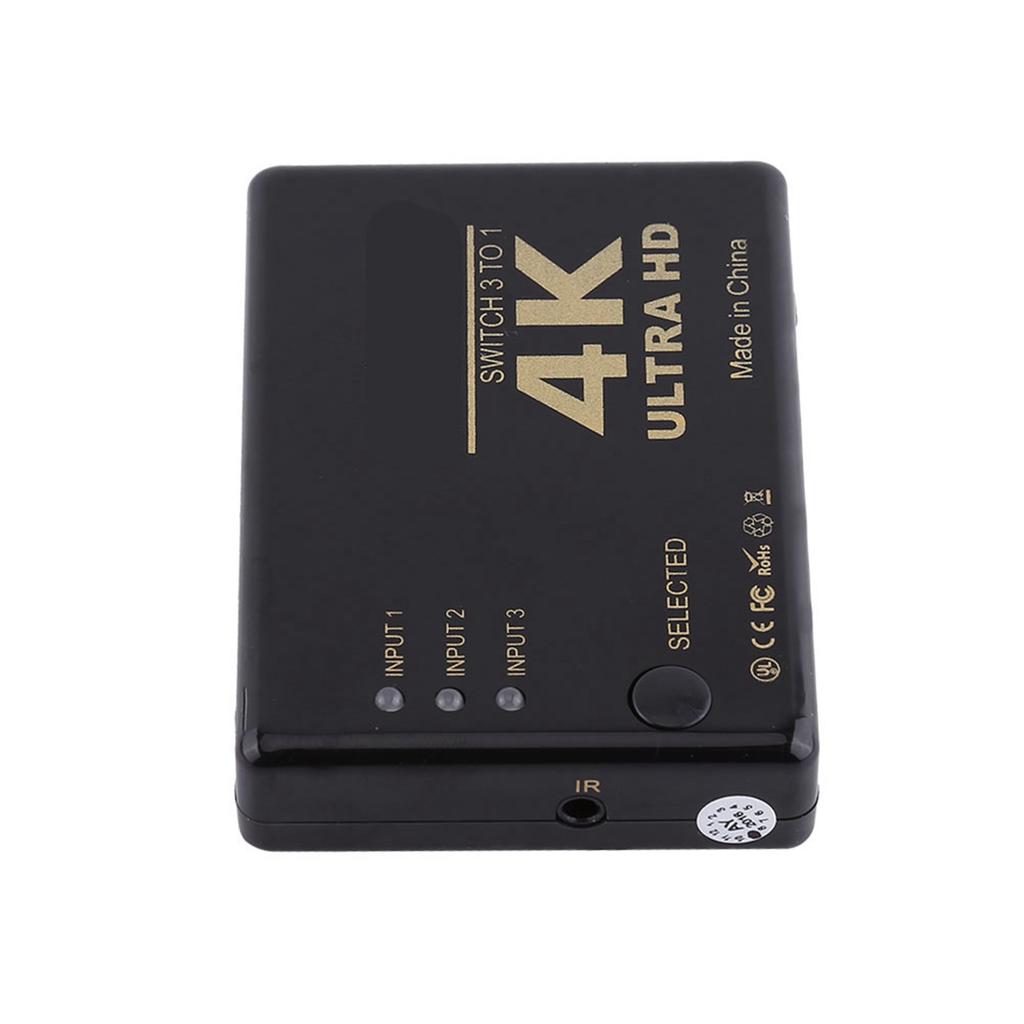 4K Ultra HD 1080P 3 Port HDMI Switch Amplifier Selector Splitter Hub with Remote Control
