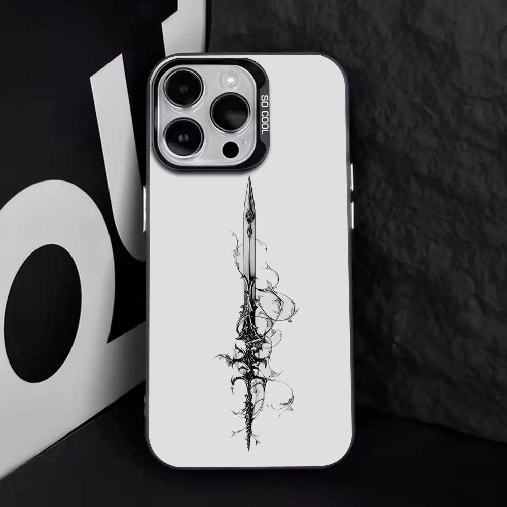 Креативный узор 'Меч' Чехол для телефона для iPhone 17,16,15,14,13,12,11 Plus,Pro Max,XS,Цветной Серебристый Черный Чехол