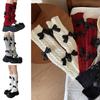 Womens Girls Japanese Cable Knitted Stretch Leg Warmers Sweet Bowknot Accent Leg Covers Footless Boot Socks Streetwear