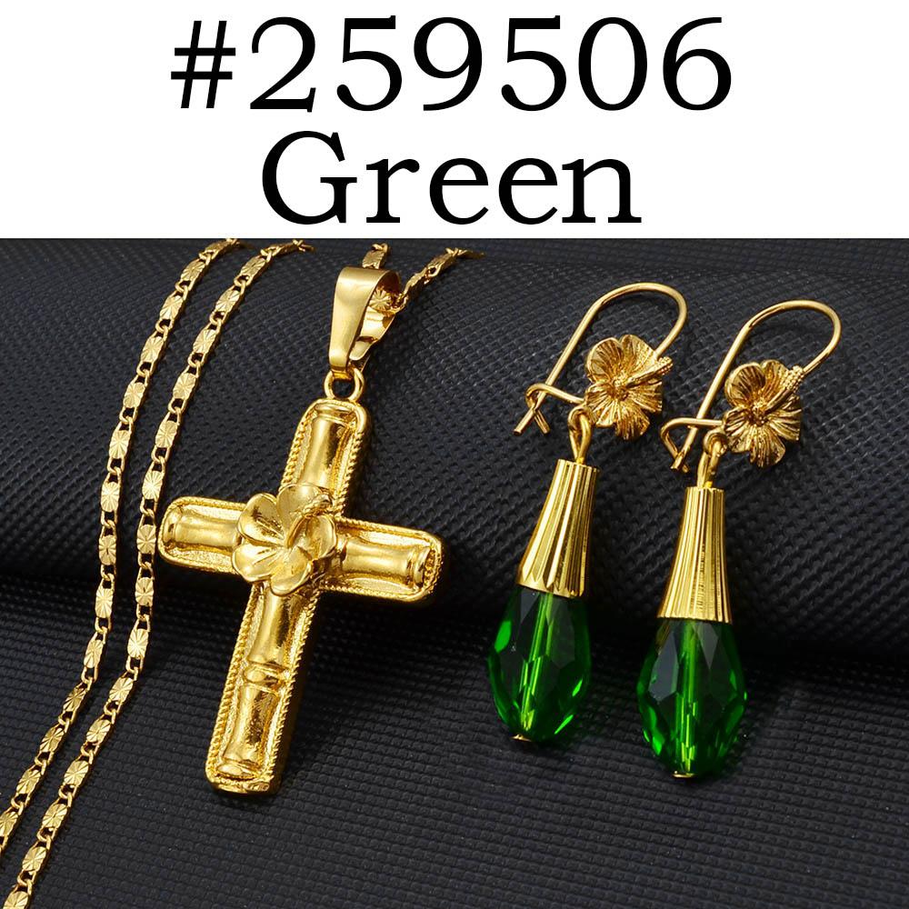 Anniyo Hawaiian Cross Jewelry sets Wedding Flower Pendant Necklaces Earrings Accessories Guam Micronesia Chuuk Pohnpei #259506