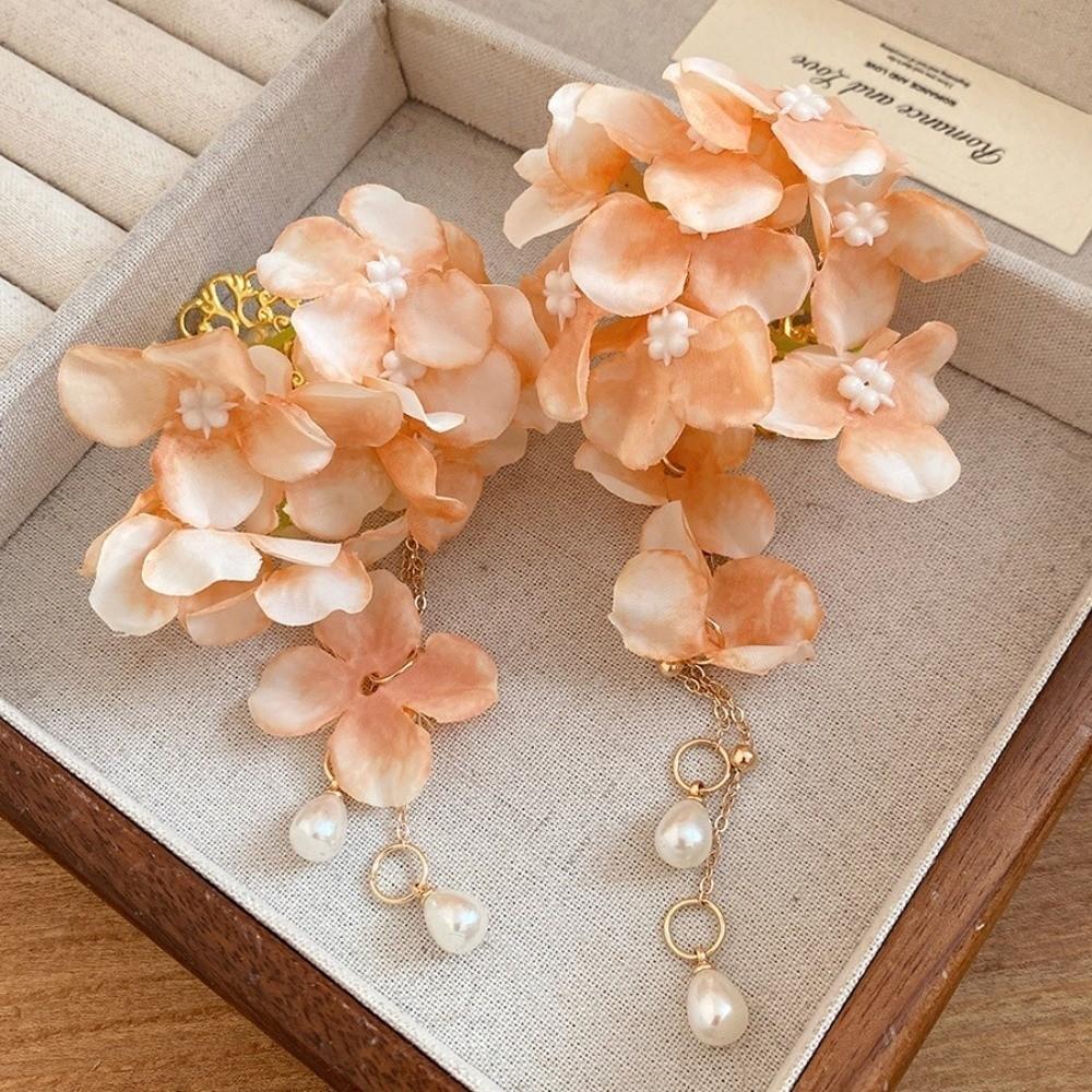 Imitation Pearl Hanfu Hair Accessories Fabric Chinese Style Hair Clip Fairy Flower Hairpin  Women