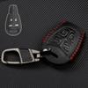 4 Button Remote Car Key Fob Alloy Zinc Chain Ring PU Leather Cover Case Shell Keyless Entry For Saab 9-3 2003-2009 9-5 2003-2007