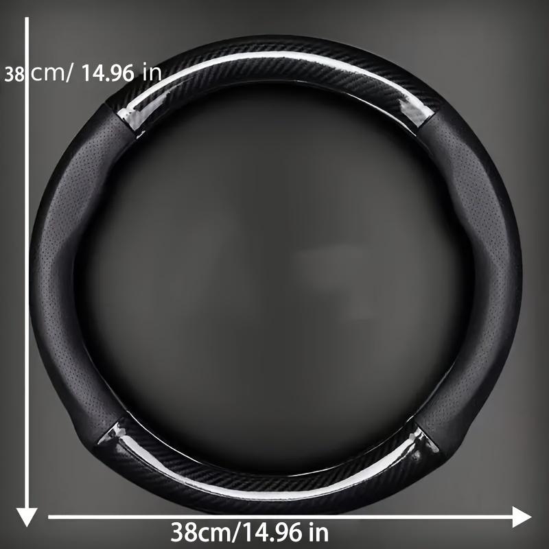 Чехол на руль из искусственной кожи с внутренним кругом - ультратонкий, противоскользящий, с дизайном из углеродного волокна, универсальная посадка, защита колес автомобиля