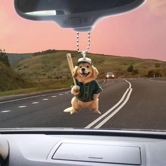 Собака бейсбола акриловое подвесное украшение для дома в помещении рождественская елка зеркало заднего вида автомобиля 2D плоский щенок подвесное украшение мультяшное животное кулон