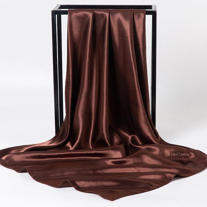 Элегантный квадратный шарф из атласного шелка для женщин - 90x90 см Монохромный аксессуар для весны и осени