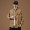 JEEP Men's 100% Cotton Solid Color Lapel Long-Sleeve Shirt